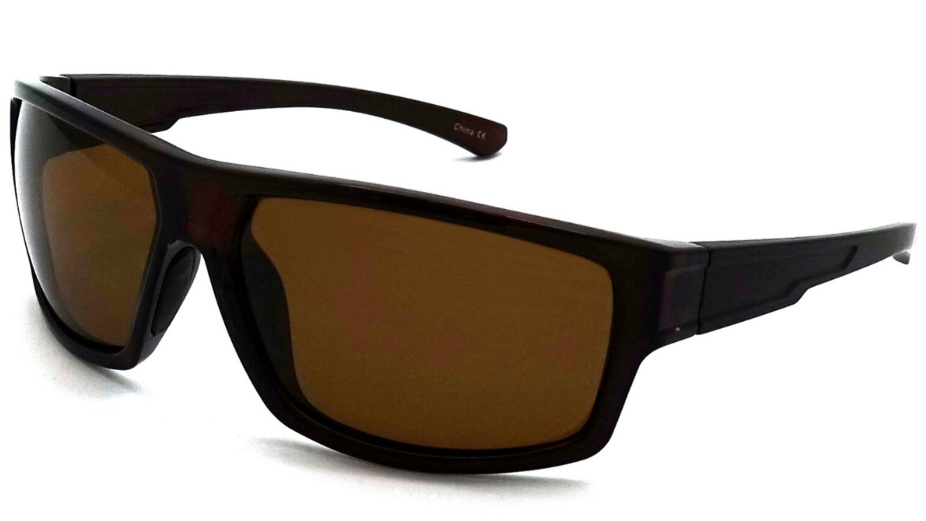 Brown sunglasses with brown lenses on a white background