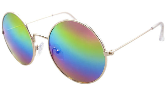 Sunglasses with rainbow lenses on a white background