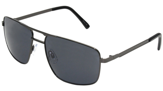 Black sunglasses with a white background