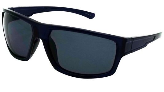 Black sunglasses with dark lenses on a white background